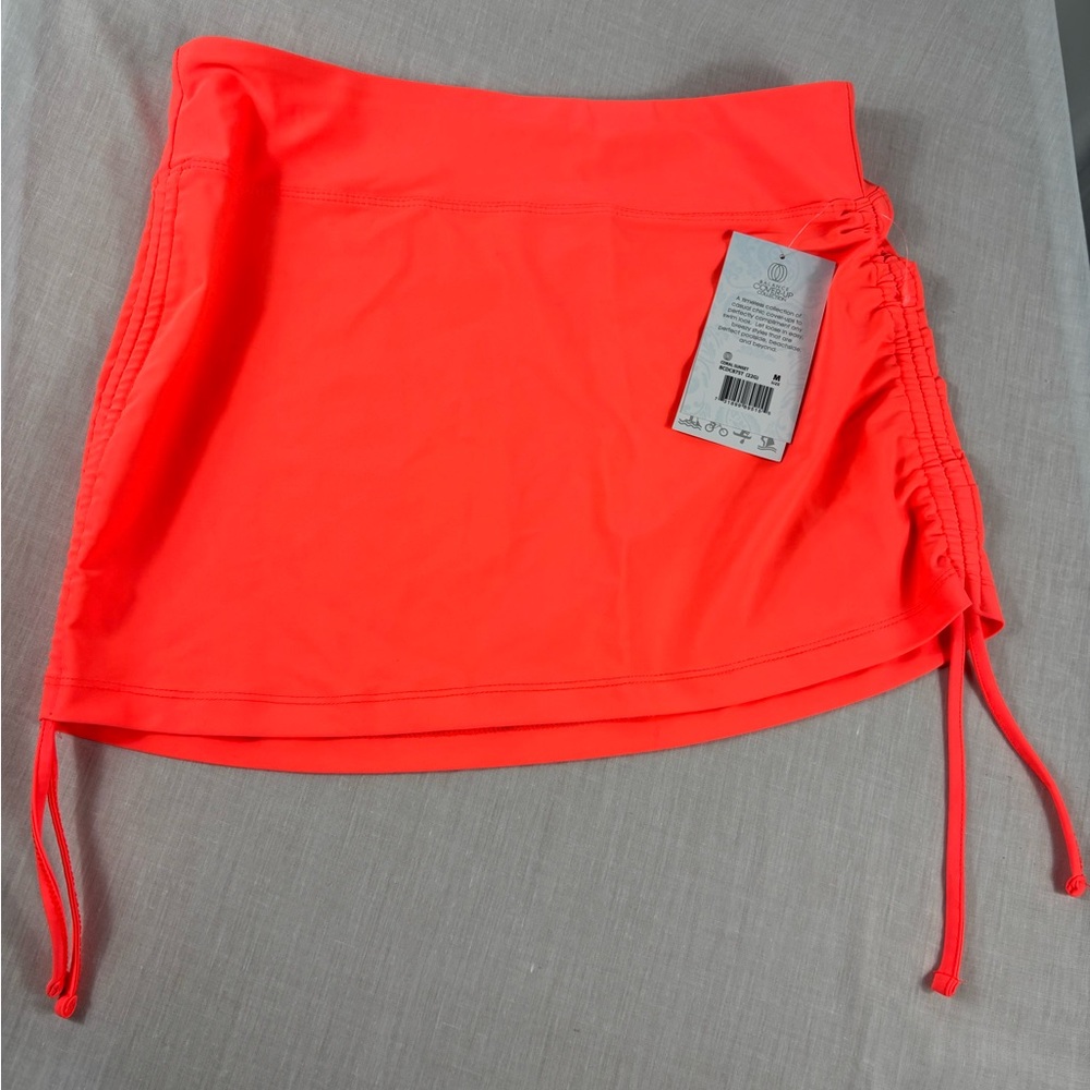 Balance Collection Neon Coral Swim Skirt Coverup NWT